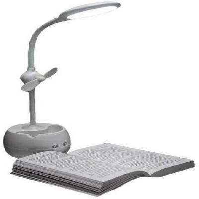 Voila: 4 in 1 Tumbler with LED Lamp, Table Fan and Mobile Stand (Dual Power) (USB Cable Included)