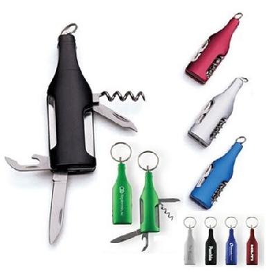Wine Bottle Shape Keychain With 5 Tools (metal)