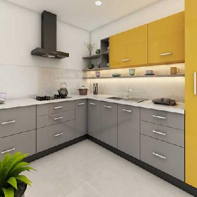 V Shaped Modular Kitchen