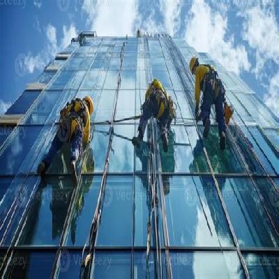 Glass Cleaning Of High Rise Building