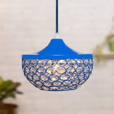 Blue Ceiling Led Round Crystal Jhummar