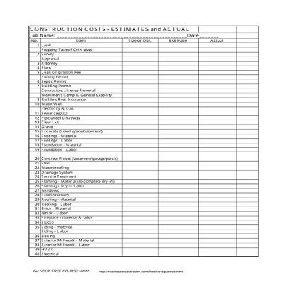 Building Cost Estimate