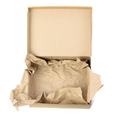 Rectangular top bottom brown corrugated box