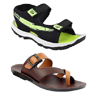 Men Brown Daily Wear Rexine Sandal