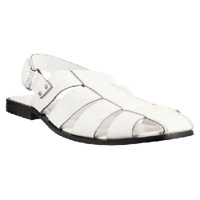 Men White  Leather Sandal