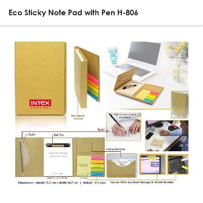 Eco Sticky Note Pad with Ball Pen H-814