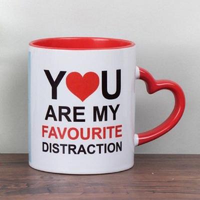 Sublimation Blank Inner Color Heart Handle Mug