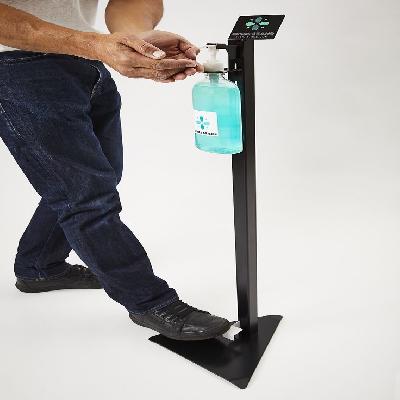 Hands-Free Hand Sanitizer Dispenser Stand With 500ml Sanitizer - Foot Pedal Hand Sanitizer Dispenser