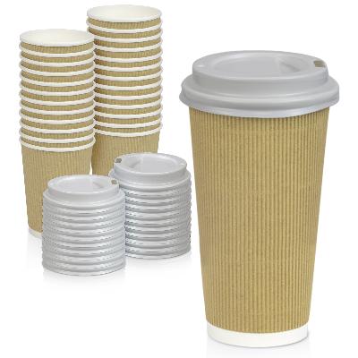 Detpak Disposable Rippled Paper Cups With Lids