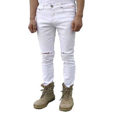 Men White Cotton Jeans