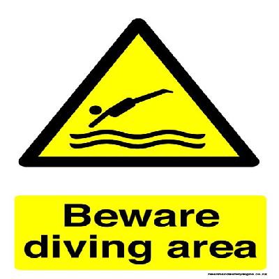 Caution Diving Area Aqua Safety Sign Board
