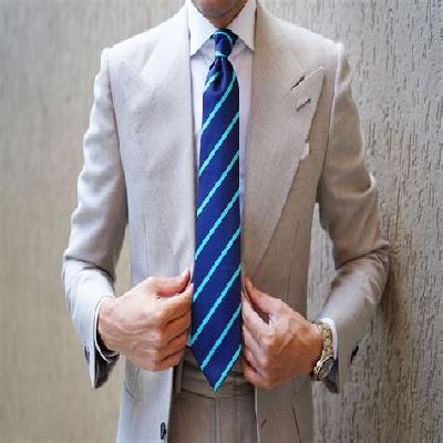 Formal Light Blue Polyester Men's Tie