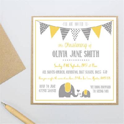 Elephant Theme Printed Open Basket Invitation Card