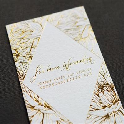 Embossed Gold Flower Foil Printed Wedding Card Invitation Card