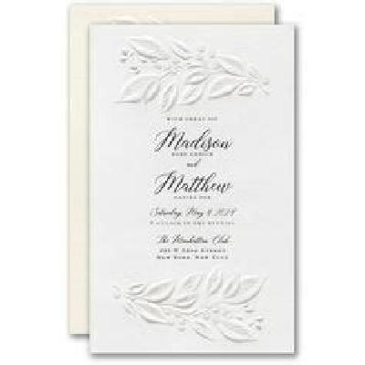 Embossed White Laser Cut Flower Pearl  Foil Printed Wedding Card Invitation Card