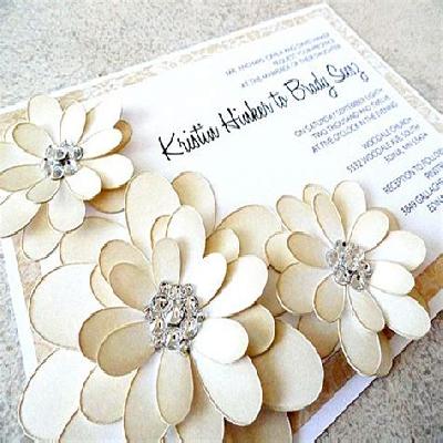 Laser Cut Flower Soft Feel Foil Printed Wedding Card Invitation Card