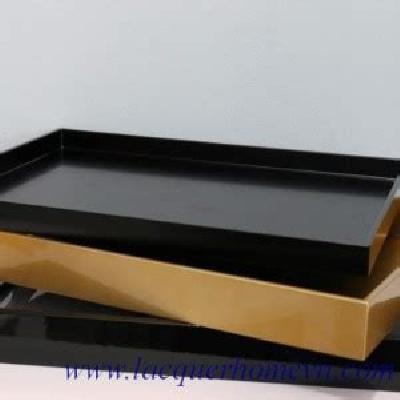 MDF Lacquer Serving Tray Set Meenakari UV Foil Printed Design With Metal Jars