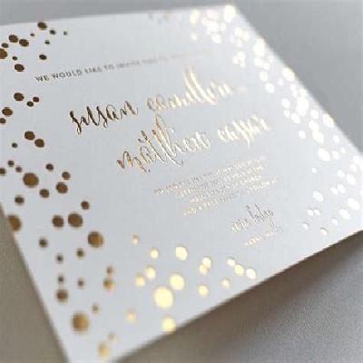 Texture Printed With Gold Foil Design Motif Foil Printed Wedding Card Invitation Card