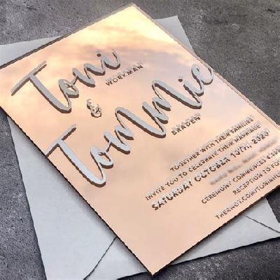 White Texture Acrylic Motif Foil Printed Wedding Card Invitation Card
