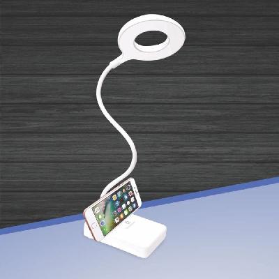 Donut Rechargeable LED Lamp With Mobile Stand With 3 Color Light And Brightness Adjustment