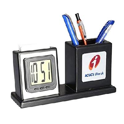 Wooden Tabletop With LED Clock