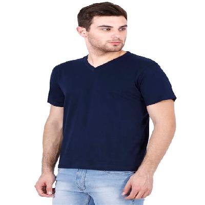 Navy Blue Half Sleeves Cotton T Shirt