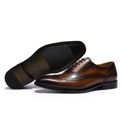 Horex Men's Brown Luxury Brogue Shoes In Genuine Leather