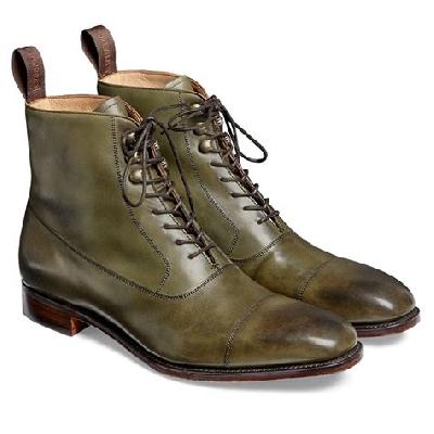 horex Olive Green Boots For Men In Genuine Leather