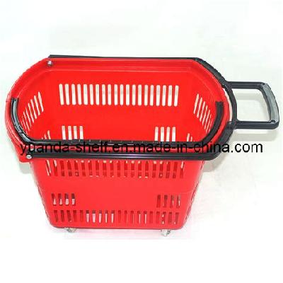Plastic Shopping Basket with Wheel
