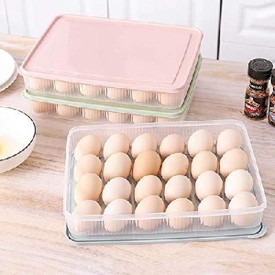 24 Grids Plastic Egg Box Container Holder Tray for Fridge with Lid for 2 Dozen Egg Tray(2645)