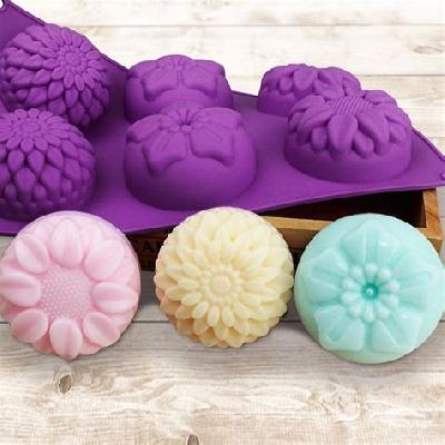 6 Cavities Flower Silicone Food Grade Cake Mold(4754)