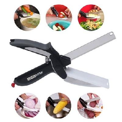Clever Cutter, 2 In 1 Clever Cutter Kitchen Vegetable Cutting Knife Scissor(0107)