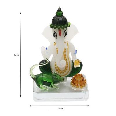 Crystal Glass Ganesha Idol For Home, Office And Car Dashboard (1195)