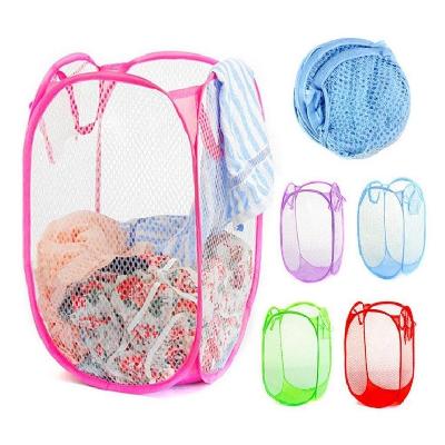 DeoDap Laundry Hamper Mesh Fabric For Ventilation Foldable Storage Pop Up Clothes Basket (0248)