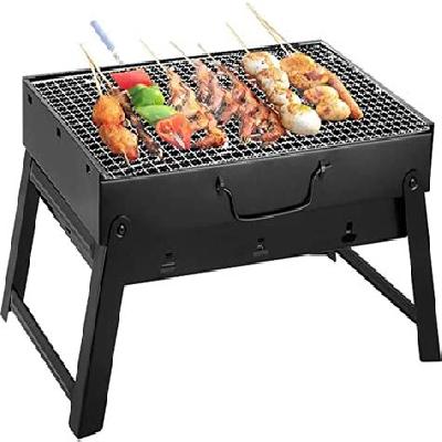 Folding Portable Outdoor Barbeque Charcoal Bbq Grill Oven Black Carbon Steel (0126)