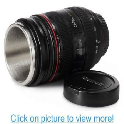 Plastic Canon Camera Lens Stainless Steel Coffee Mug (4763)