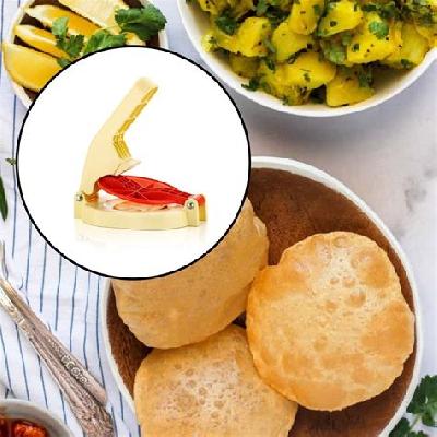 Plastic Material Puri Press Maker With Handle Manual Roti Press Maker (2634)