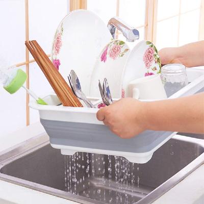 Silicone Plastic Folding Collapsible Durable Kitchen Sink Dish Rack(4668)
