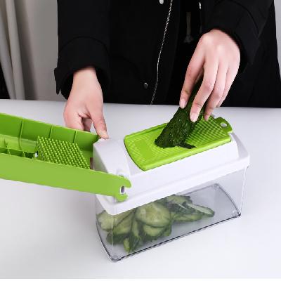 Your Brand Plastic nicer dicer, slicer 12 in 1,  Vegetable Cutter Set, (12in1-Green)