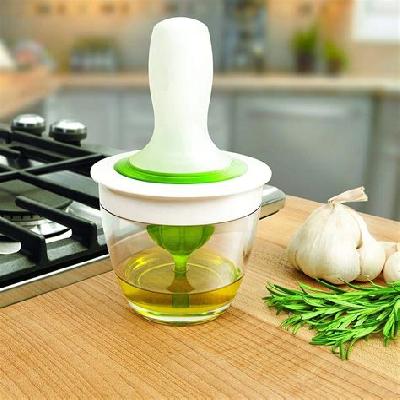 Oil Dispenser Glass Bowl Container And Silicone Pastry Oil Storage Brush