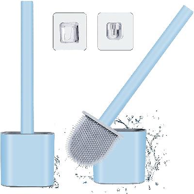 Silicone Toilet Brush With Holder Stand , Brush For Bathroom Cleaning