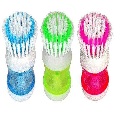 Plastic Wash Basin Brush Cleaner with Liquid Soap Dispenser (Multicolour)