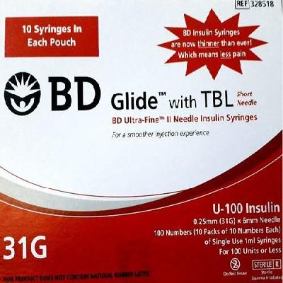 BD Glide TBL Needle Insulin Syringes