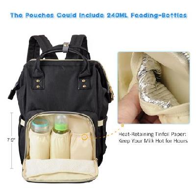 Baby Diaper Changing Mothe Bag, 25 Litre Storage Space And Easy Travel With Baby, Black