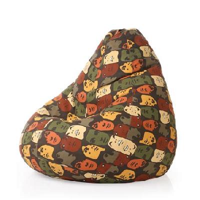 Cotton Canvas Printed Classic Bean Bag XXL Size Cover Only, Multi Color, Customizable