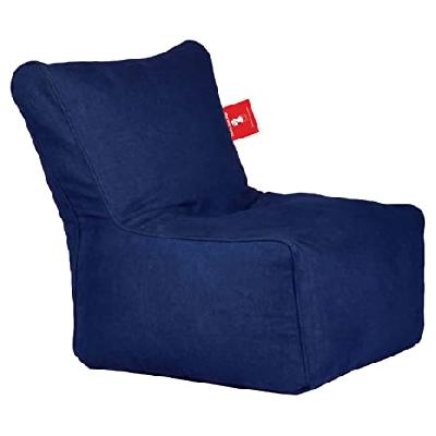 Premium Collection Stripes Pyramid Canvas Bean Bag XXL Size Denim Blue Color Cover Only