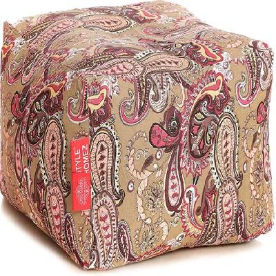 Printed Canvas Square Floor Cushion Bean Bag Large Size with Fillers, Multi Color, Customizable