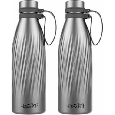 Sports SS Fridge Curve Water Bottle 1000 ml Silver Chrome Color - BPA Free, Food Grade Quality