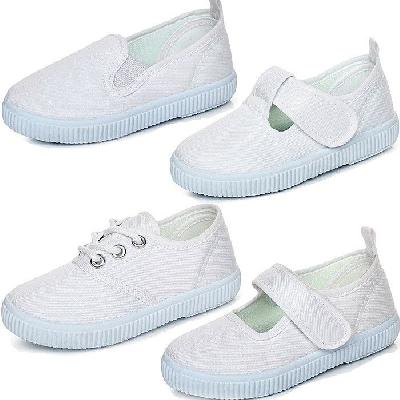 Plain Kids White Canvas Shoes