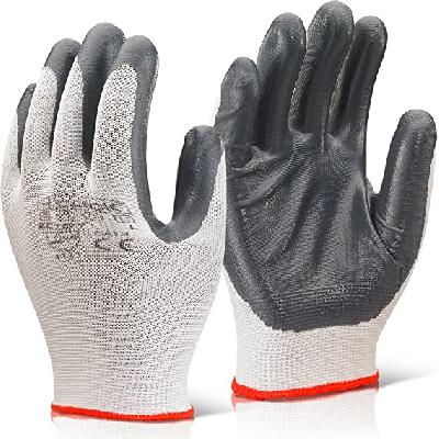 White On Grey Nitrile Coated Hand Gloves